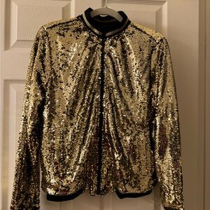 Buddy Love Gold Sequin Bomber Jacket